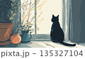 窓辺で外を眺めたそがれる猫 135327104
