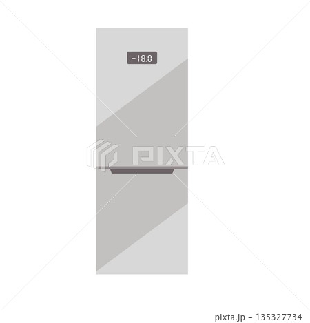 Refrigerator is a two-chamber freezer in gray with a metal finish. 135327734