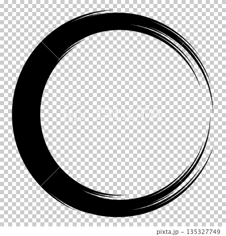 Japanese-style brush-drawn circular frame, black Japanese-style brush-drawn circular frame, black 135327749