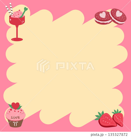 Sweet Valentine Dessert Note Paper Background 135327872