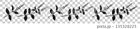 Hand-drawn monochrome illustrations of basil (frames, wreaths, patterns, etc.) Hand-drawn monochrome illustrations of basil (frames, wreaths, patterns, etc.) 135328225