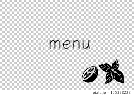Hand-drawn monochrome illustrations of basil (frames, wreaths, patterns, etc.) 135328228
