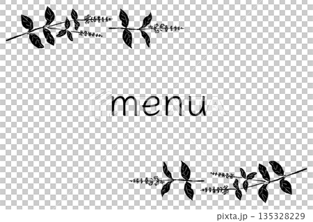 Hand-drawn monochrome illustrations of basil (frames, wreaths, patterns, etc.) 135328229