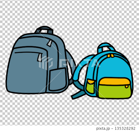 大人用と子供用のリュックのイラスト 135328292