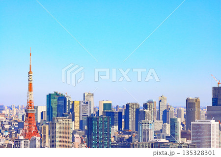 東京都港区、東京の町並みと東京タワーの風景 東京都港区、東京の町並みと東京タワーの風景 135328301