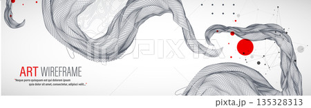The abstract wave is made in a frame style. Template for science and technology presentation. Vector art. The abstract wave is made in a frame style. Template for science and technology presentation. Vector art. 135328313