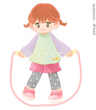 縄跳びで遊ぶ子供　女の子 135328376