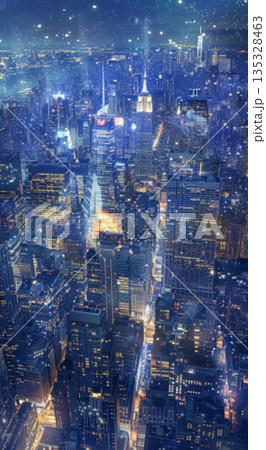 宝石のように輝くビル街の夜景 135328463