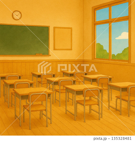 黒板のある教室 135328481