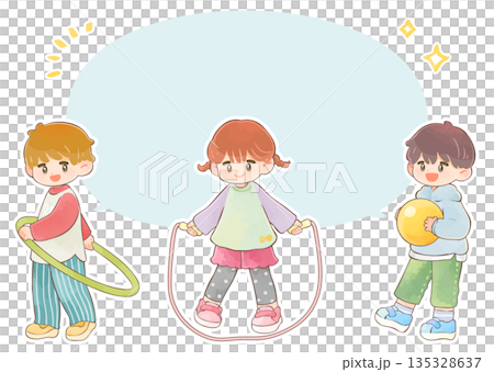 Children playing and speech bubble Children playing and speech bubble 135328637