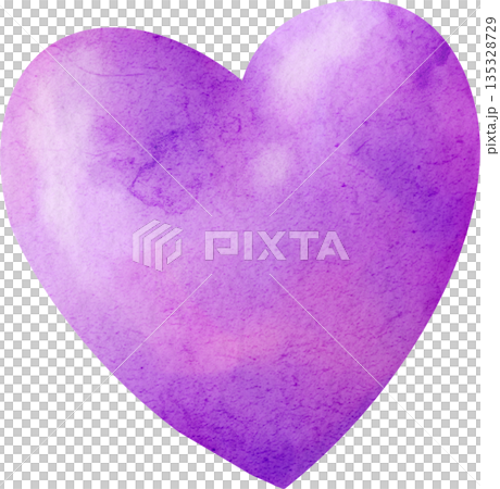 a hand-drawn purple heart in watercolor 135328729