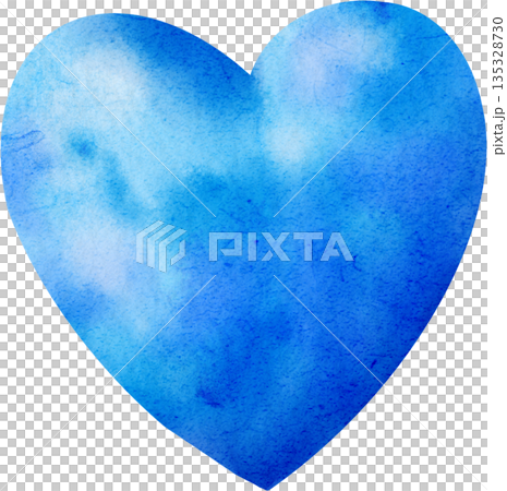 a hand-drawn blue heart in watercolor a hand-drawn blue heart in watercolor 135328730