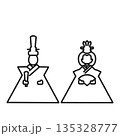 ひなまつりのお内裏様とお雛様のシンプルな線画アイコン 135328777
