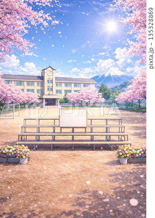 桜咲く、集合写真の背景 135328869