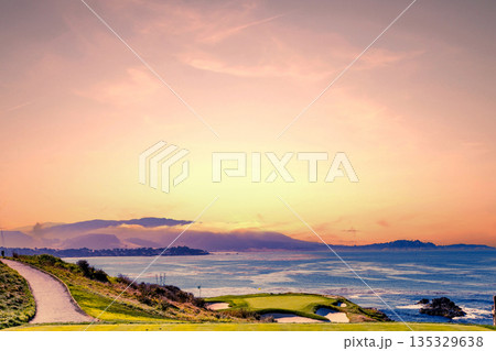 Pebble Beach golf course, Monterey, California, USA Pebble Beach golf course, Monterey, California, USA 135329638
