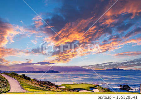 Pebble Beach golf course, Monterey, California, USA 135329641