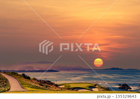 Pebble Beach golf course, Monterey, California, USA 135329643