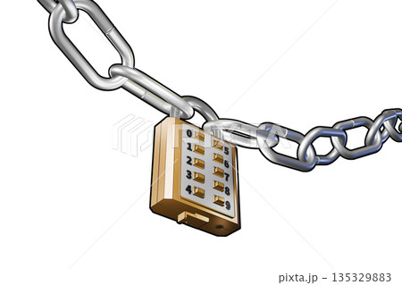 防犯イメージ(ボタン式南京錠タイプ push-button lock )白バック 防犯イメージ(ボタン式南京錠タイプ push-button lock )白バック 135329883