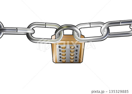 防犯イメージ(ボタン式南京錠タイプ push-button lock )白バック 防犯イメージ(ボタン式南京錠タイプ push-button lock )白バック 135329885