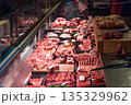 Fresh Raw Meat Display at Borough Market Butcher Counter 135329962