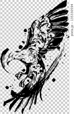 鷹的水墨畫 135330594