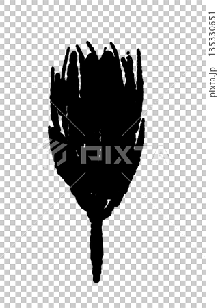 母の日のカーネーションの手書き風モノクロイラスト素材（フレーム・リース・花束など） 135330651