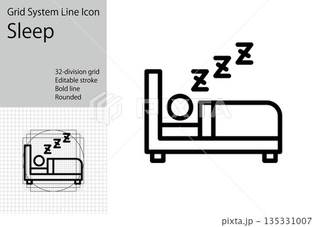 睡眠のアイコン,寝てる人のピクトグラム 睡眠のアイコン,寝てる人のピクトグラム 135331007