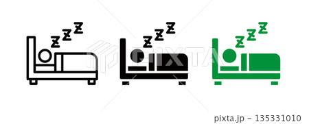 睡眠のアイコン,寝てる人のピクトグラム 135331010
