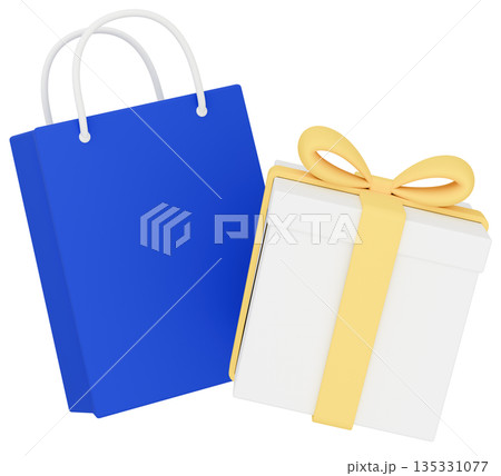 3Dイラスト_プレゼントと紙袋_カラフル 135331077