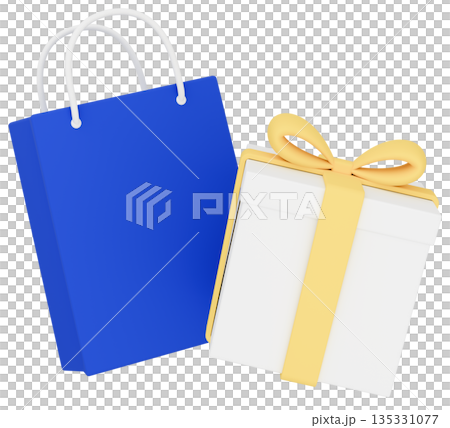 3Dイラスト_プレゼントと紙袋_カラフル 135331077