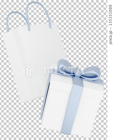 3D illustration_gift and paper bag_silver 3D illustration_gift and paper bag_silver 135331089