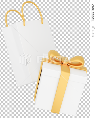 3D插圖_禮物和黃色紙袋 135331092