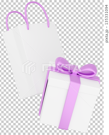 3D插圖_禮物和紫色紙袋 3D插圖_禮物和紫色紙袋 135331094