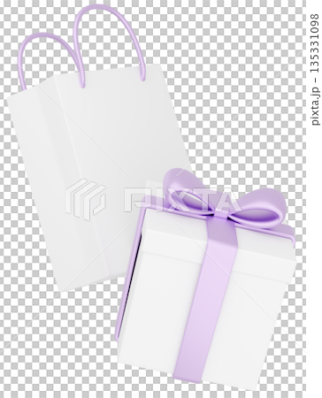 3Dイラスト_プレゼントと紙袋_紫 3Dイラスト_プレゼントと紙袋_紫 135331098