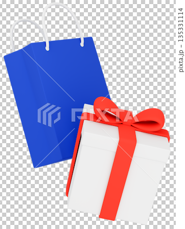 3Dイラスト_プレゼントと紙袋_カラフル 135331114