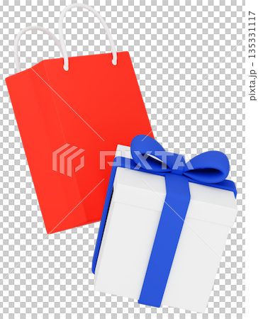 3Dイラスト_プレゼントと紙袋_カラフル 3Dイラスト_プレゼントと紙袋_カラフル 135331117
