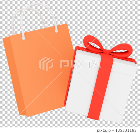 3D插圖_禮品和紙袋_色彩繽紛 135331165