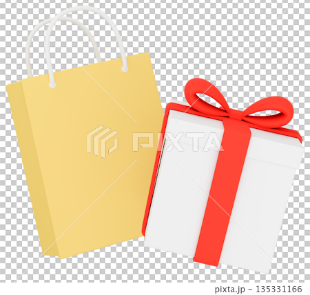 3D插圖_禮品和紙袋_色彩繽紛 135331166