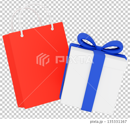 3D插圖_禮品和紙袋_色彩繽紛 135331167