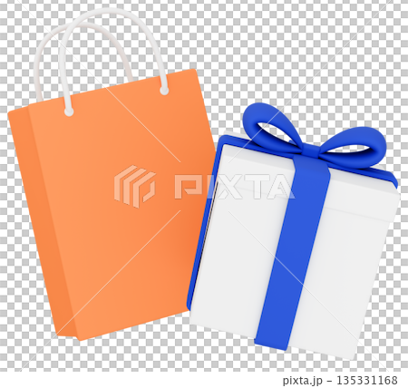 3Dイラスト_プレゼントと紙袋_カラフル 3Dイラスト_プレゼントと紙袋_カラフル 135331168