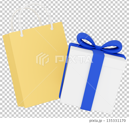 3D插圖_禮品和紙袋_色彩繽紛 135331170