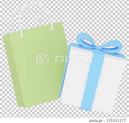 3Dイラスト_プレゼントと紙袋_カラフル 3Dイラスト_プレゼントと紙袋_カラフル 135331177