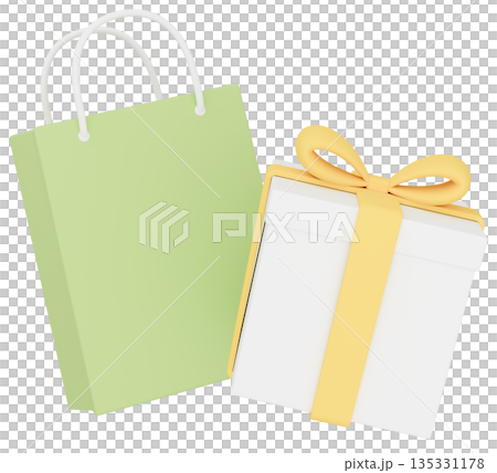 3Dイラスト_プレゼントと紙袋_カラフル 135331178