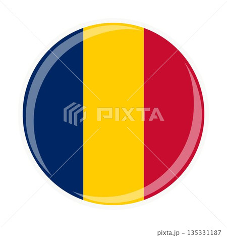 Chad national round circle flag emblem official icon 135331187