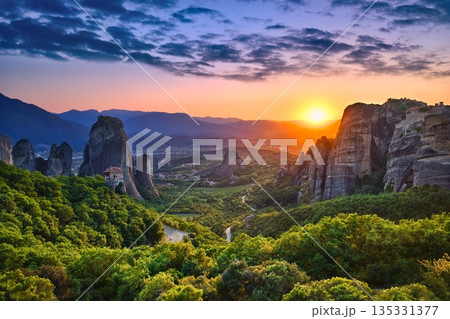 Meteora and Sunset Meteora and Sunset 135331377