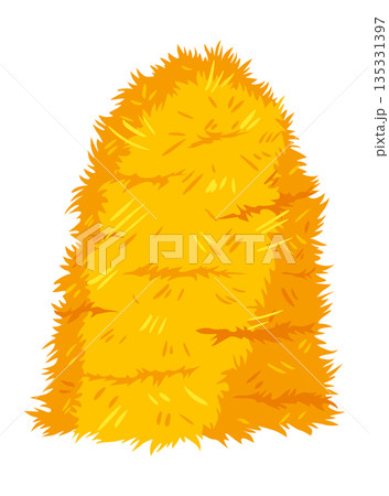 Haystack isolated on white background. Flat vector illustration dried haystack. Farming haymow bale hayloft, agricultural rural haycock. A supply of feed for livestock, the object of agriculture Haystack isolated on white background. Flat vector illustration dried haystack. Farming haymow bale hayloft, agricultural rural haycock. A supply of feed for livestock, the object of agriculture 135331397