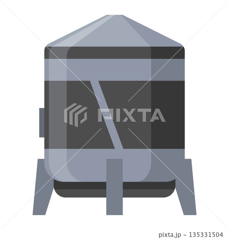 Brewery. Vintage brewing machine concept. Beer making process equipment, machinery symbol suitable for game asset, infographic or book print. Isolated vector illustration Brewery. Vintage brewing machine concept. Beer making process equipment, machinery symbol suitable for game asset, infographic or book print. Isolated vector illustration 135331504