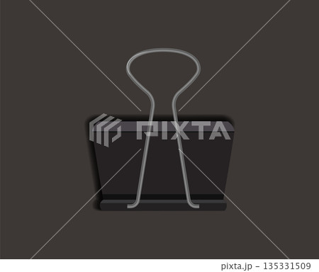 Realistic vector paper clip. Black paper clip. Steel office supplies on an isolated Realistic vector paper clip. Black paper clip. Steel office supplies on an isolated 135331509