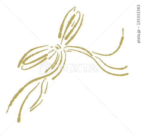 黄色のリボンの手書き風カラーイラスト素材（フレーム・リース・花束など） 135331563