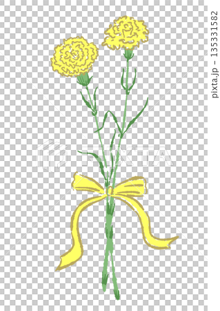 Hand-drawn color illustration material of yellow carnations for Mother's Day (frame, wreath, bouquet, etc.) Hand-drawn color illustration material of yellow carnations for Mother's Day (frame, wreath, bouquet, etc.) 135331582